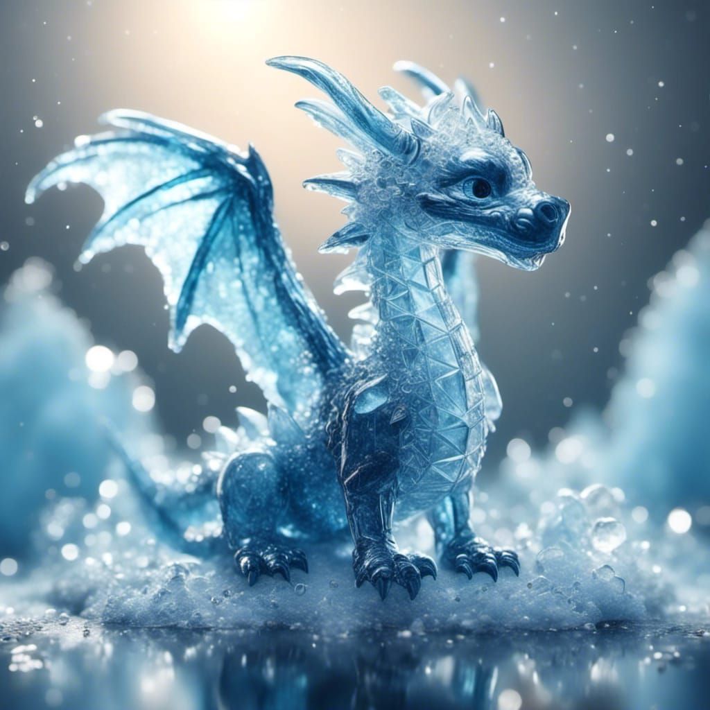 Charming Chibi Ice Dragon Concept Art