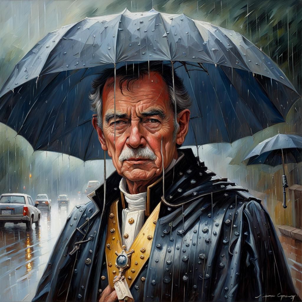 King in Rain: Oil Painting Portrait