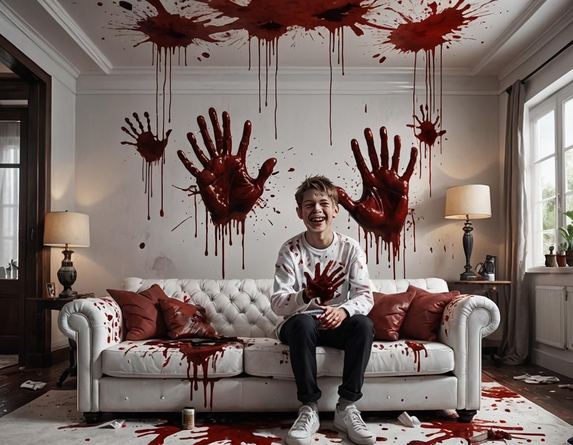 Disturbing Horror Scene: Bloody Living Room