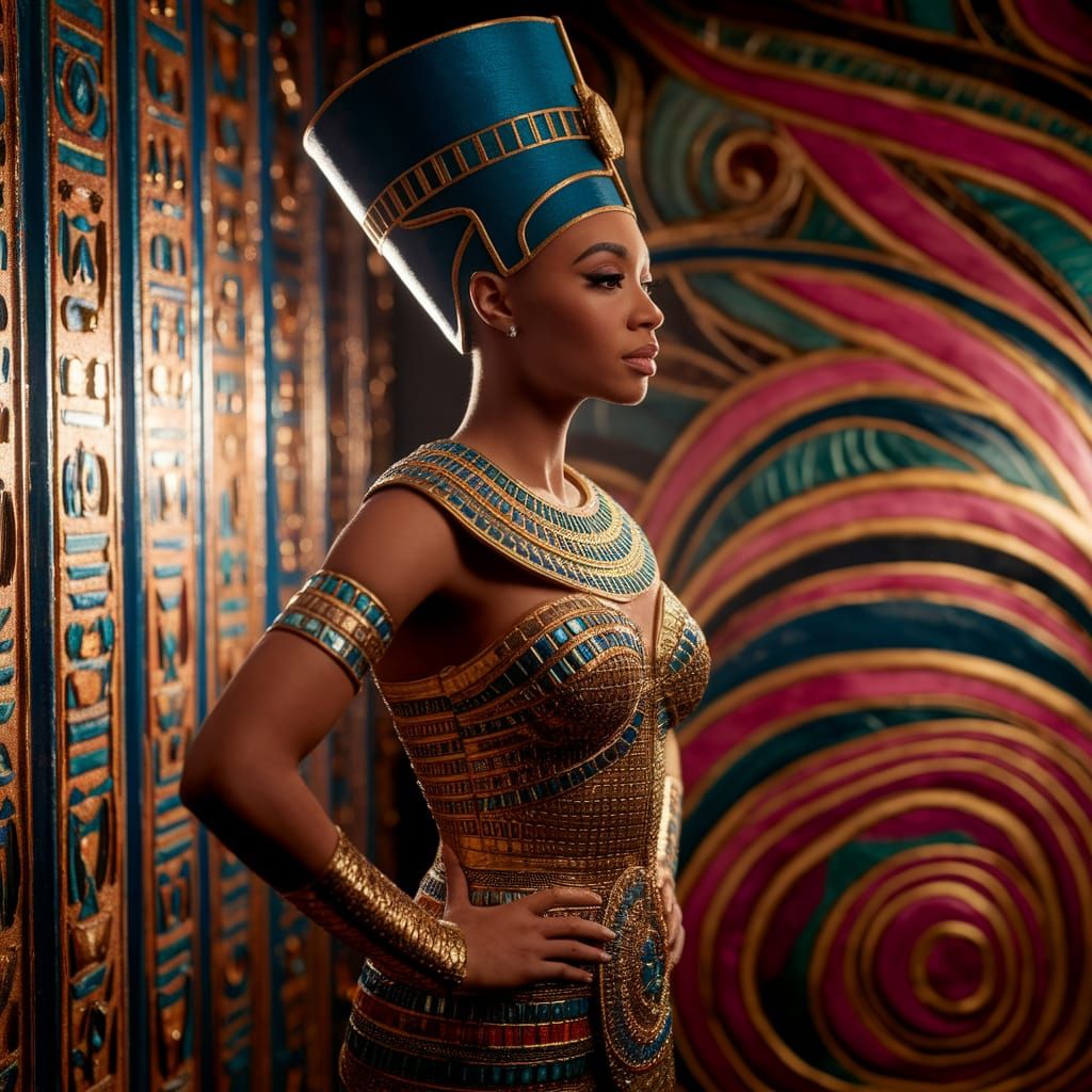 Egyptian Queen Aaliyah in Golden Attire