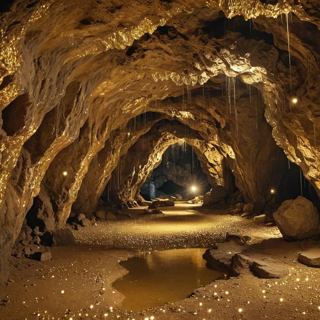 Beautiful Cave of a Subterranean City of  Real Golden and sh...