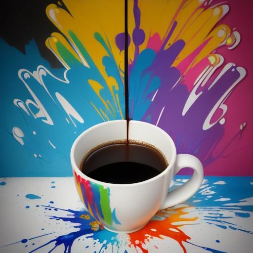 Energetic Coffee Cup in Graffiti Art Style