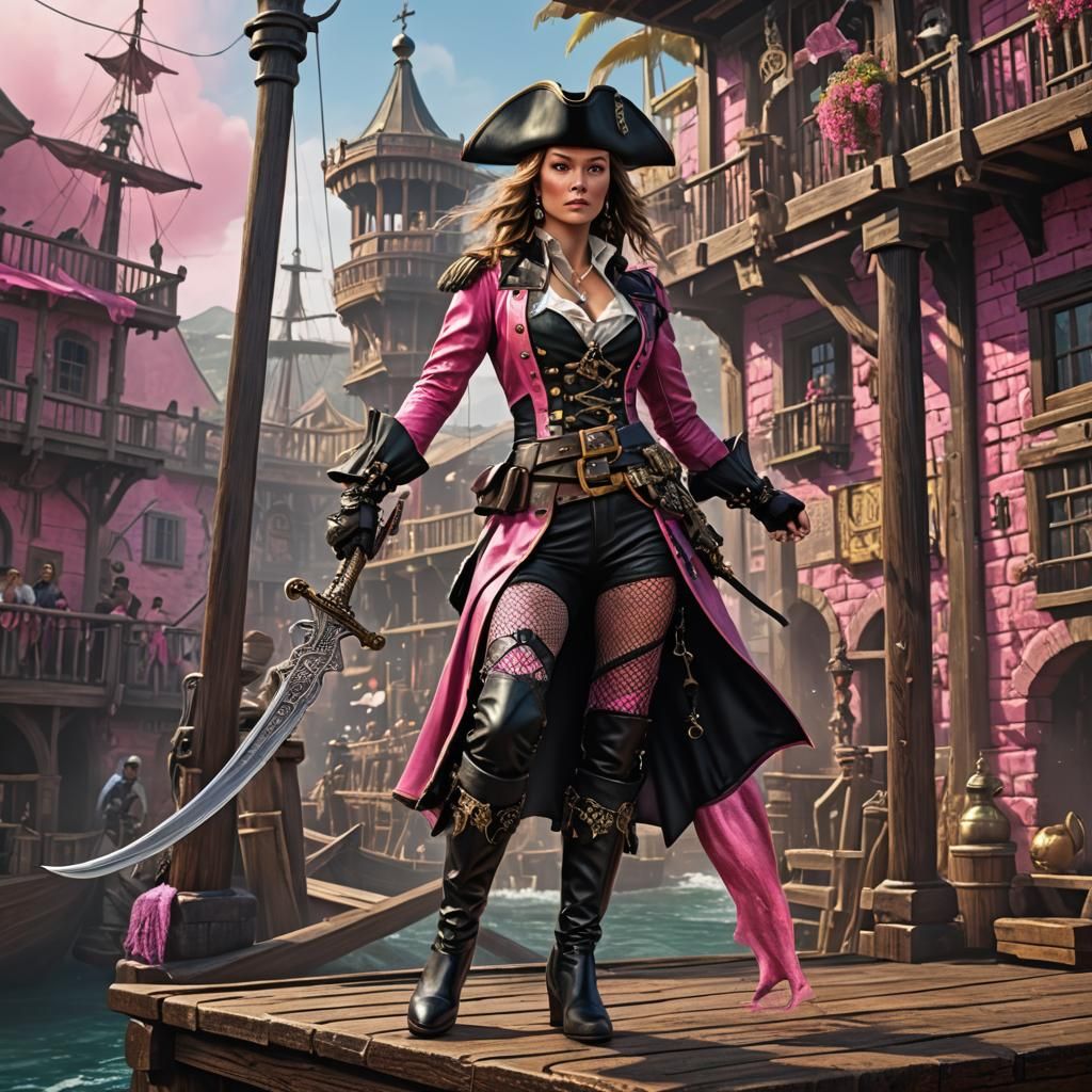 Pirate Scene on the Spanish Main in Detailed Matte Painting