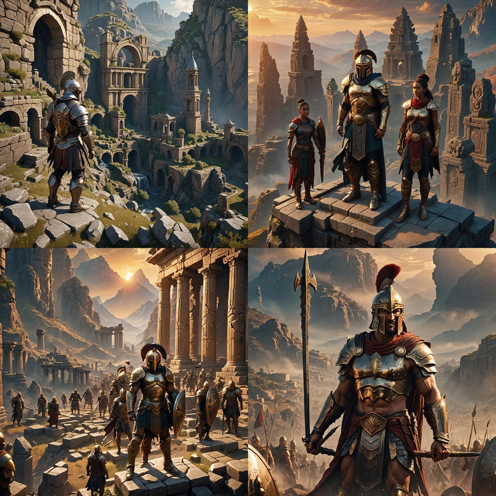 Fantasy Spartan Descendants in 3D Game Style