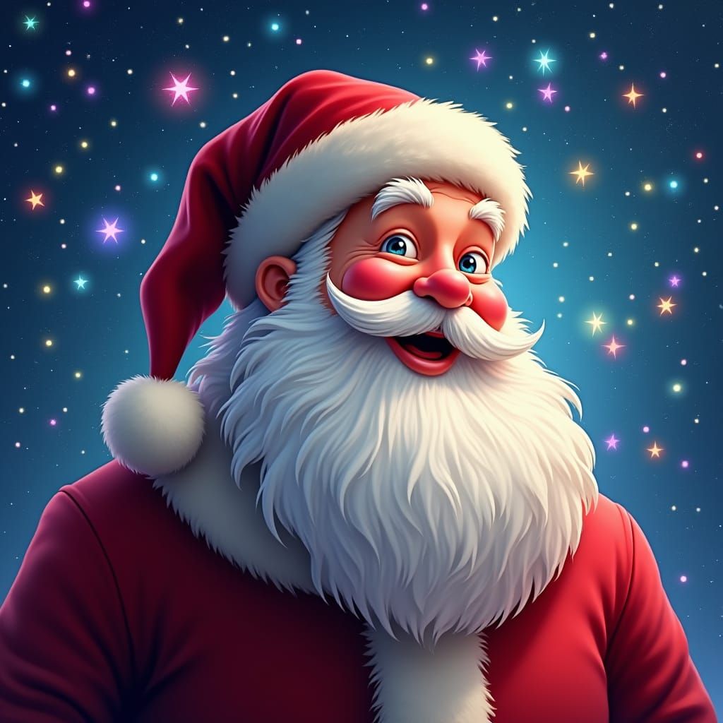 Joyful Santa Claus Portrait in Fantasy Concept Art Style