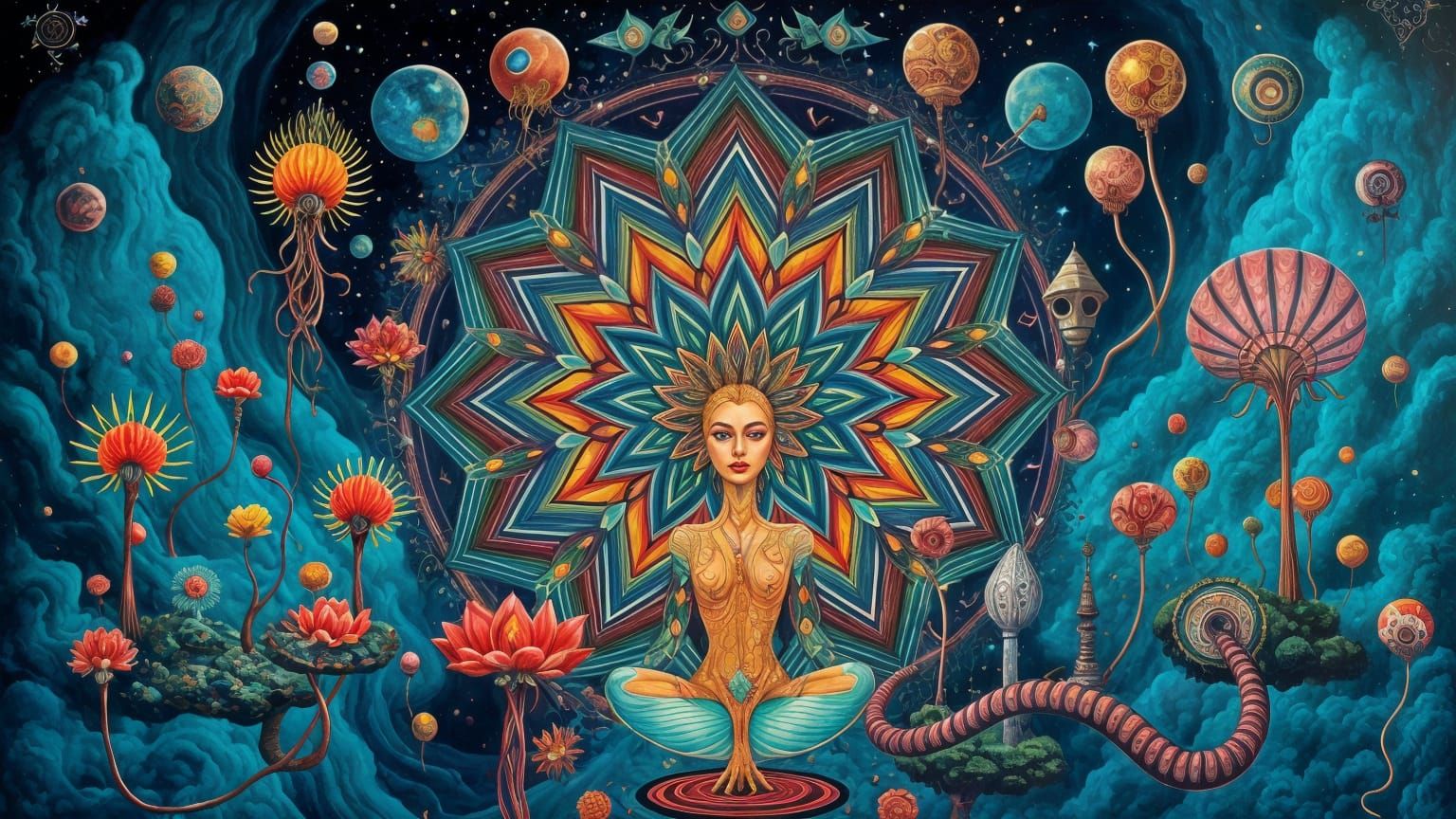 Psychedelic Plant Mandalas with Surreal Dreamlike Imagery