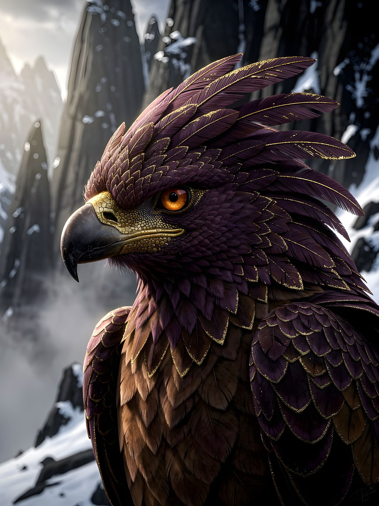 Majestic Prehistoric Eagle on Jagged Cliffs