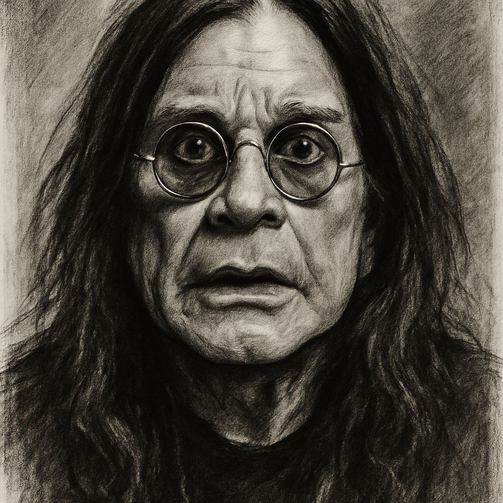 Ozzy Osborne Portrait in Charcoal