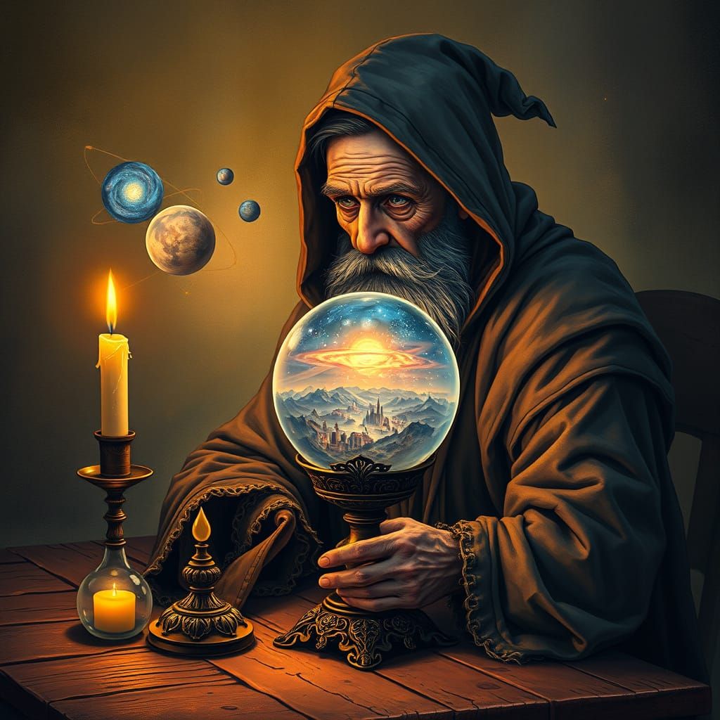 Mystic Sage in Cosmic Contemplation