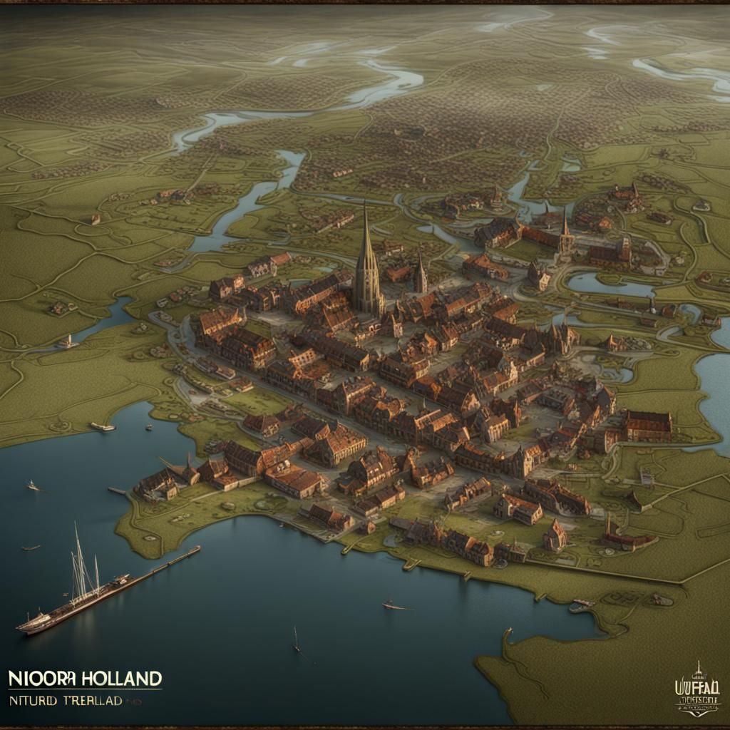 Historical Map of Noord Holland: Matte Painting
