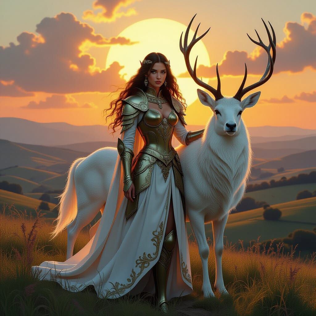 Guinevere Valkyrie in Camelot Sunset, Fantasy Realism