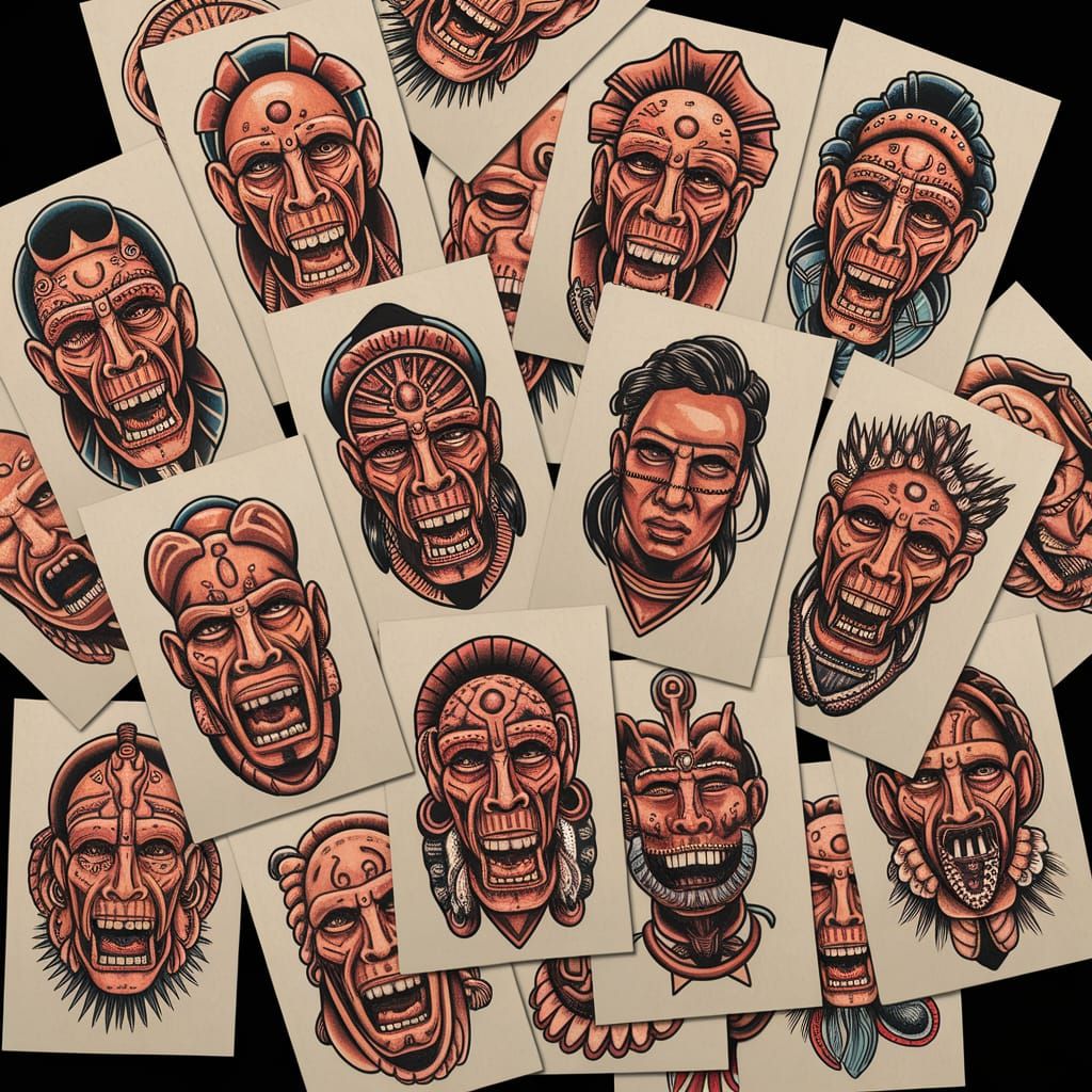 Intricate Sketches of Ancient Tribal Tattoo Designs