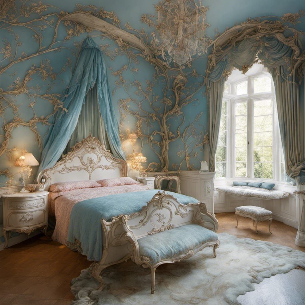 Fairy Princess Rococo Room with Blue Accents