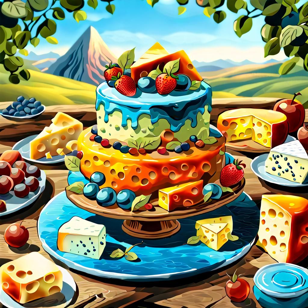 Colorful Dessert Still Life in Detailed Matte Painting