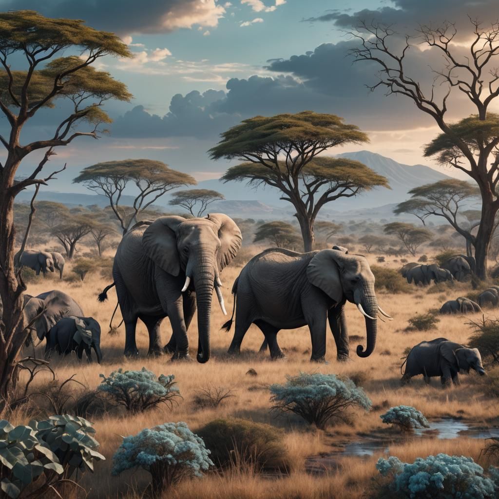 African Elephant in a Dramatic Landscape