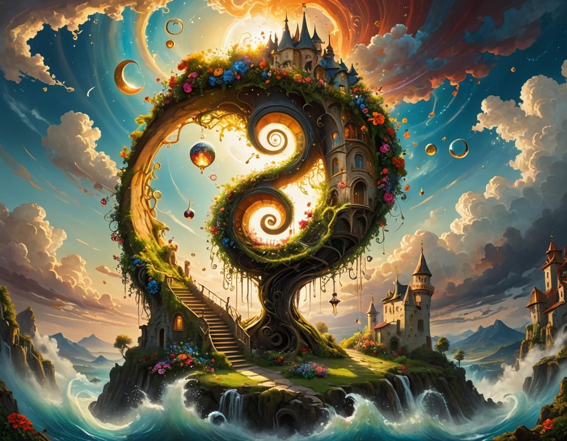 Surreal Yin Yang Villa with Acrylic Paint Splash