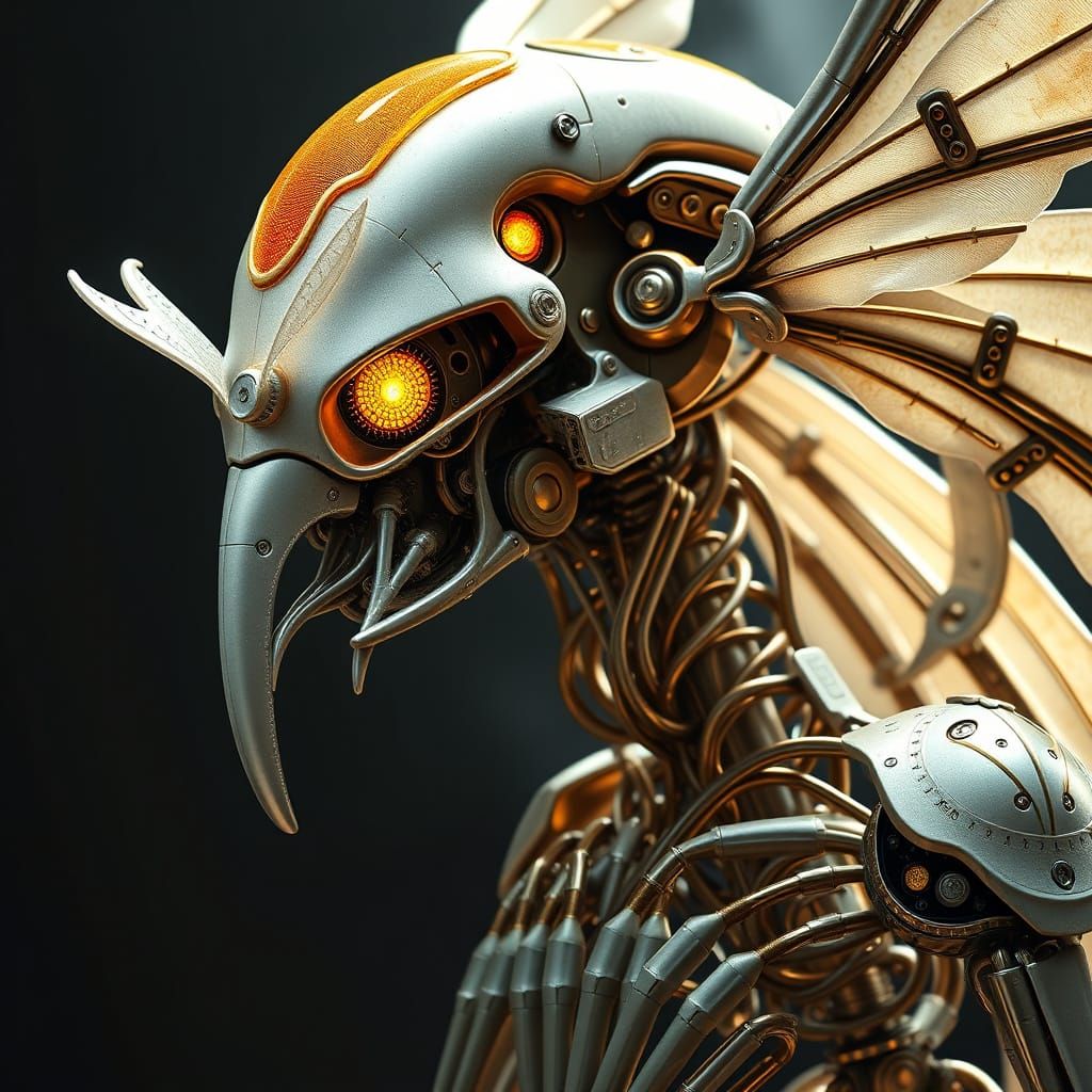 Mechanical Angel of Death with White Wings