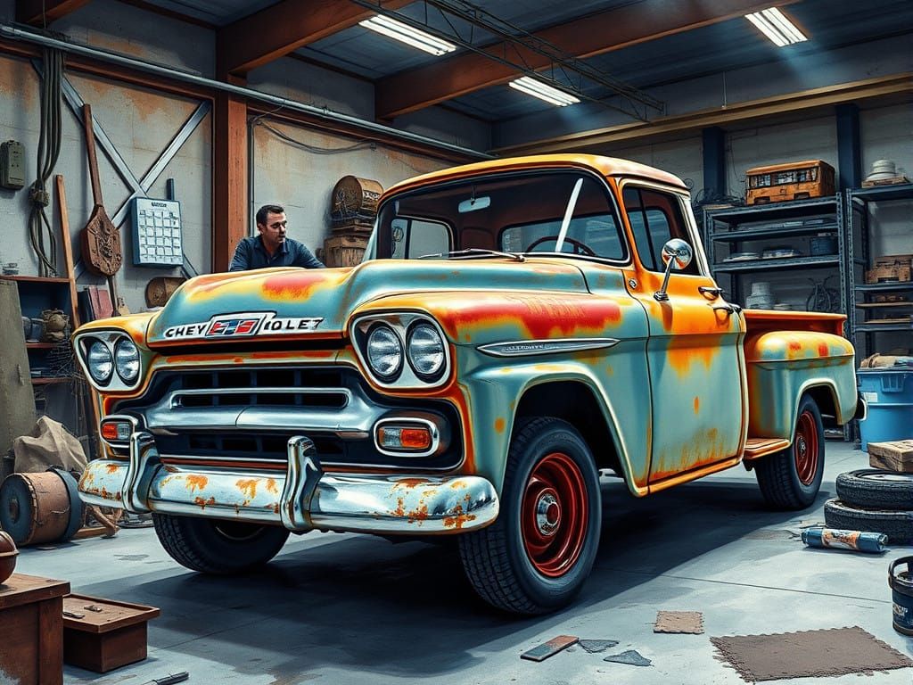1959 Chevrolet Apache Restoration in Vibrant Watercolor Styl...
