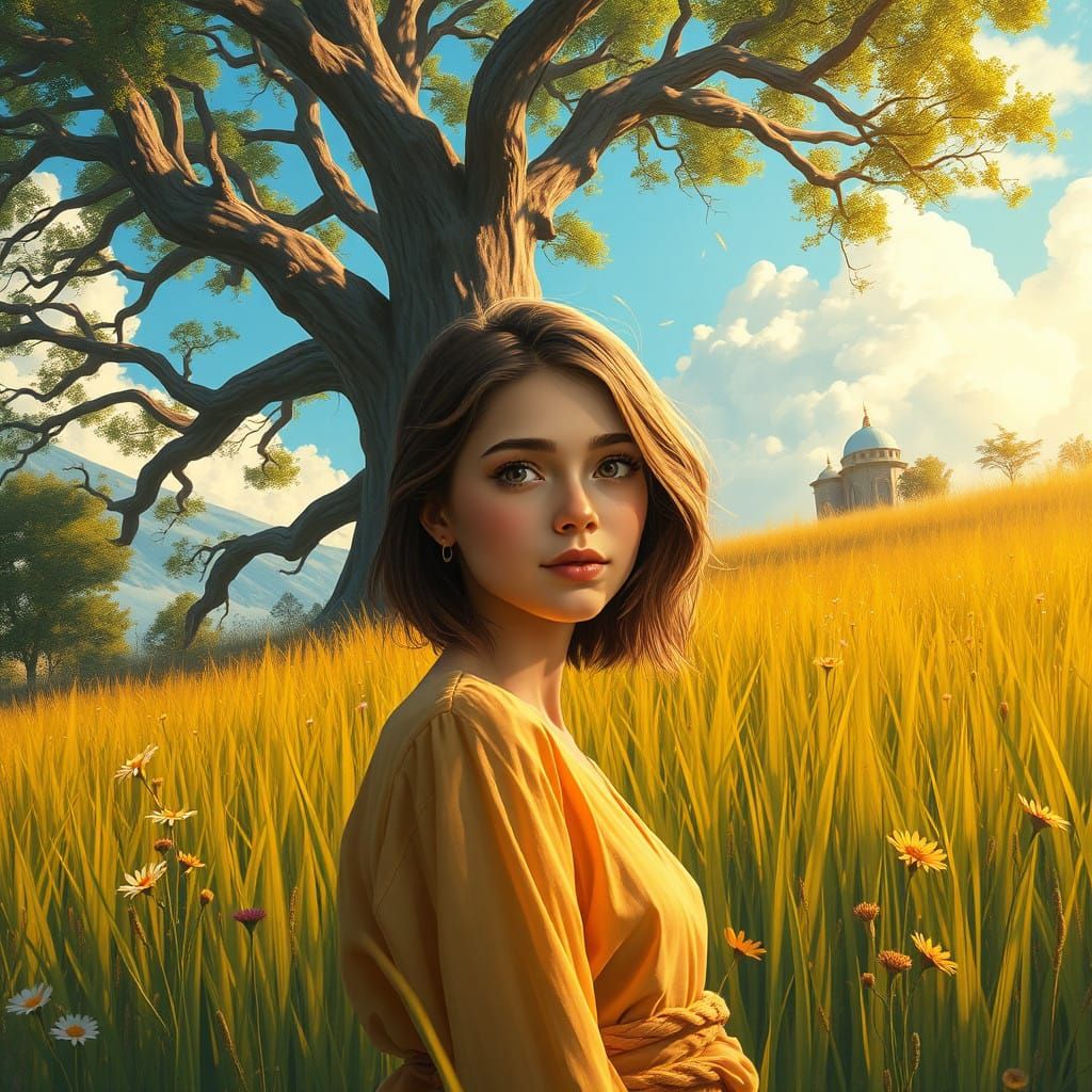 Serene Landscape Portrait in Warm Golden Light