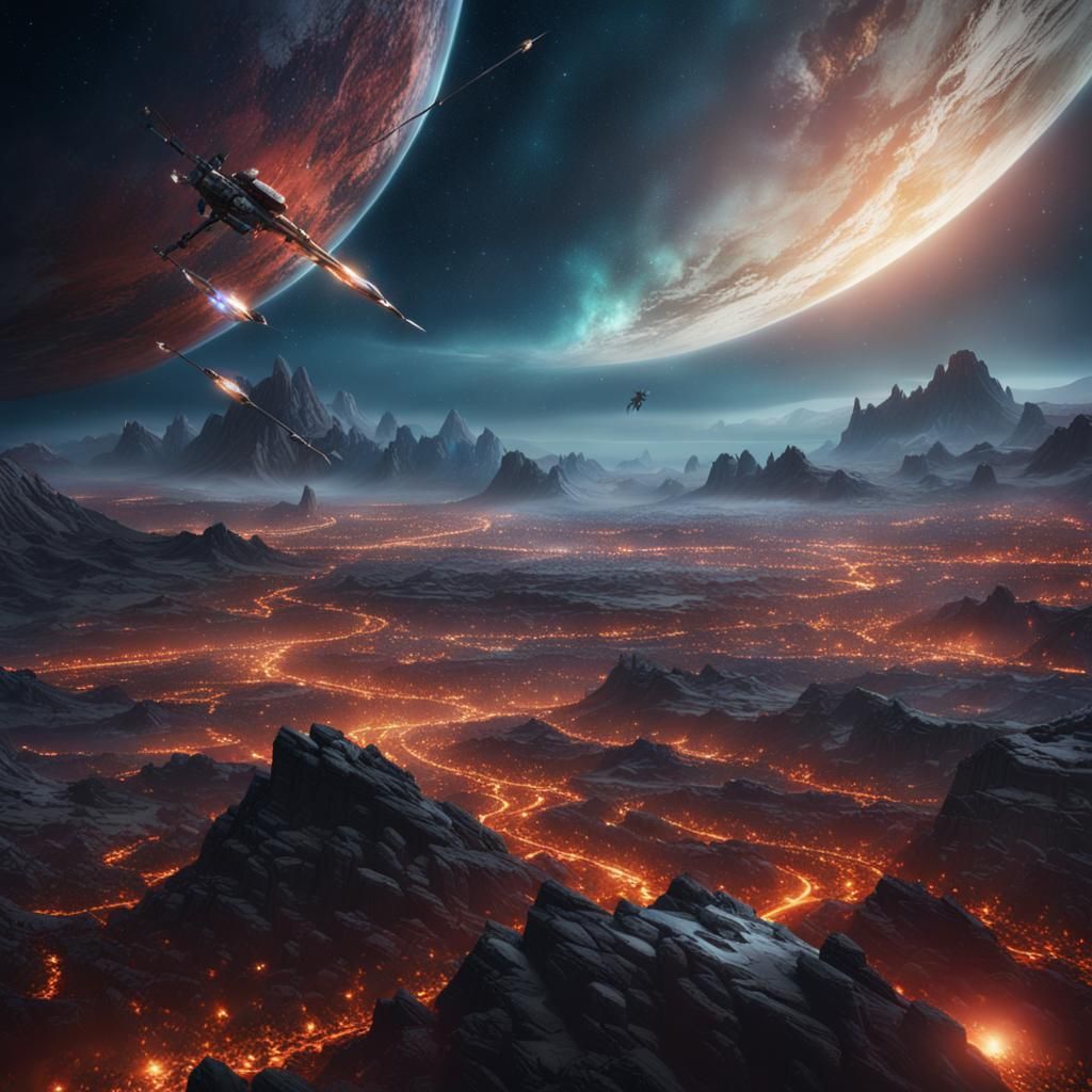 Arrow Soaring Through Space: Detailed Matte Painting