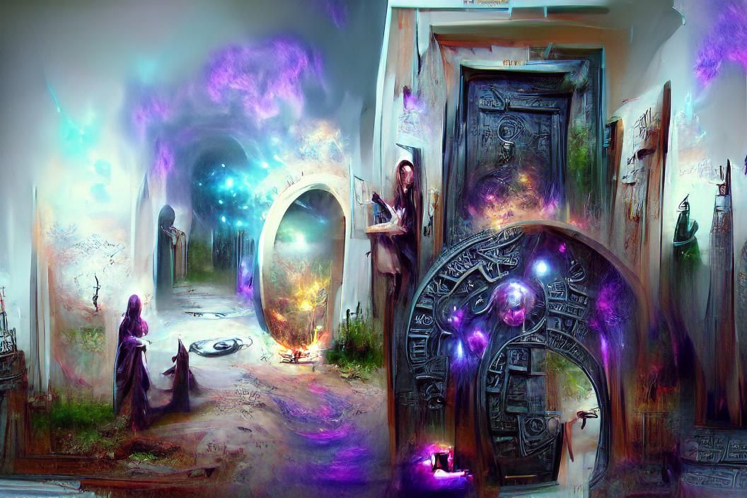Cosmic Portal to Another World in Aetherpunk Style