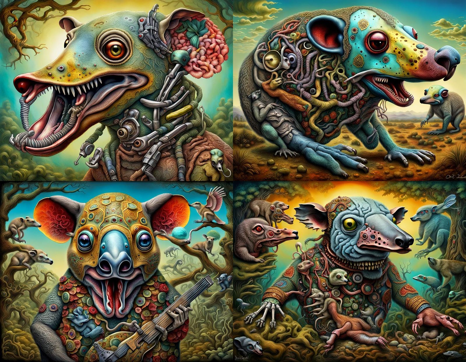 Hybrid Kangaroo Platypus Horror in Surrealist Style