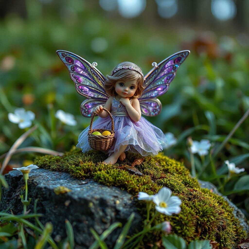 Tiny Fairy in Vivid Forest, Hyperrealistic Image
