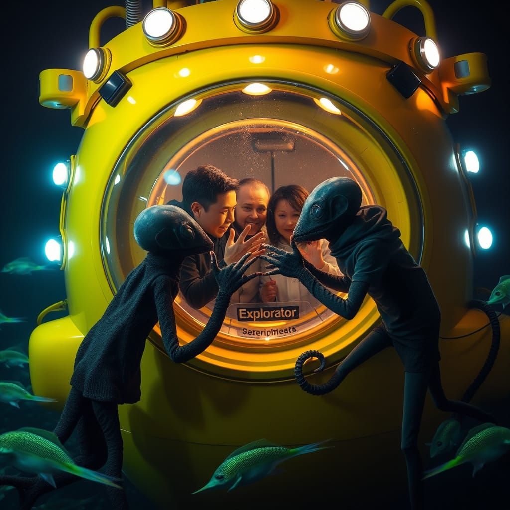 Submarine Encounter with Alien Ocean Life