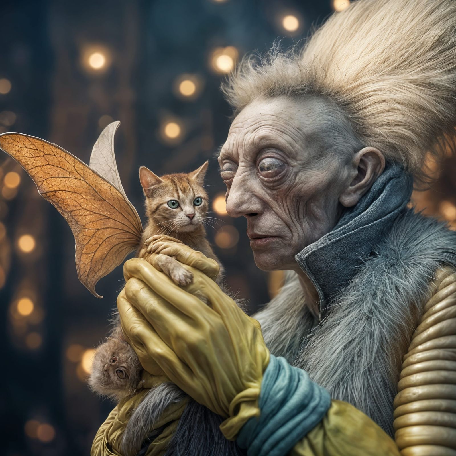 Alien Cradles Dying Cat: Magical Realism Photography