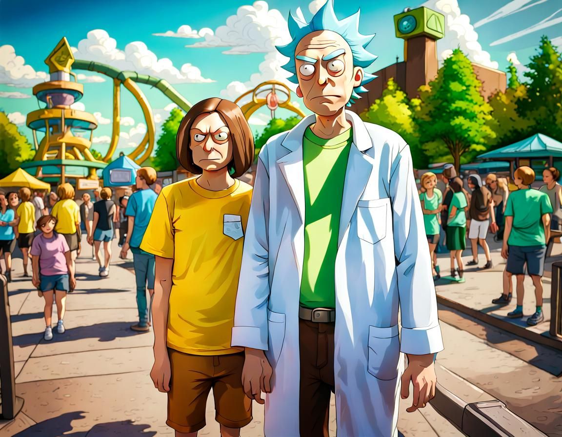 Cosplay : people dressed as Morty from (Rick and Morty), boy wearing yellow tshirt and short brown hair : hyperrealistic...