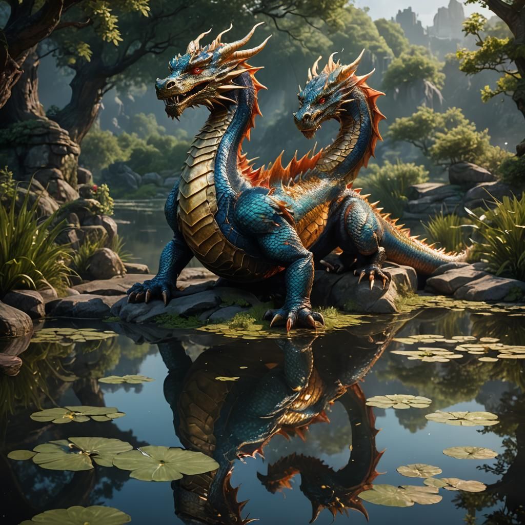 Majestic Dragon's Reflection Reveals Inner Beauty