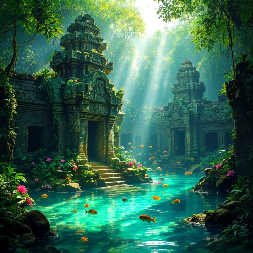 Overgrown Forest Temple in Crystal Lagoon