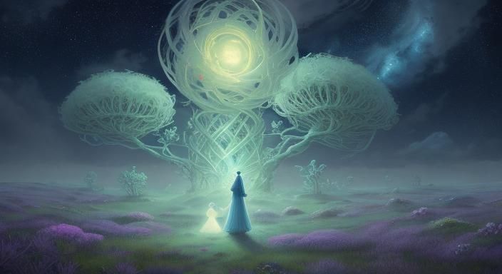 Cartoon Ghosts at Stonehenge in Dreamy Digital Art