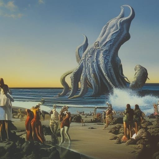 Cthulhu Emerges: Boris Vallejo-Style Sea Monster Art