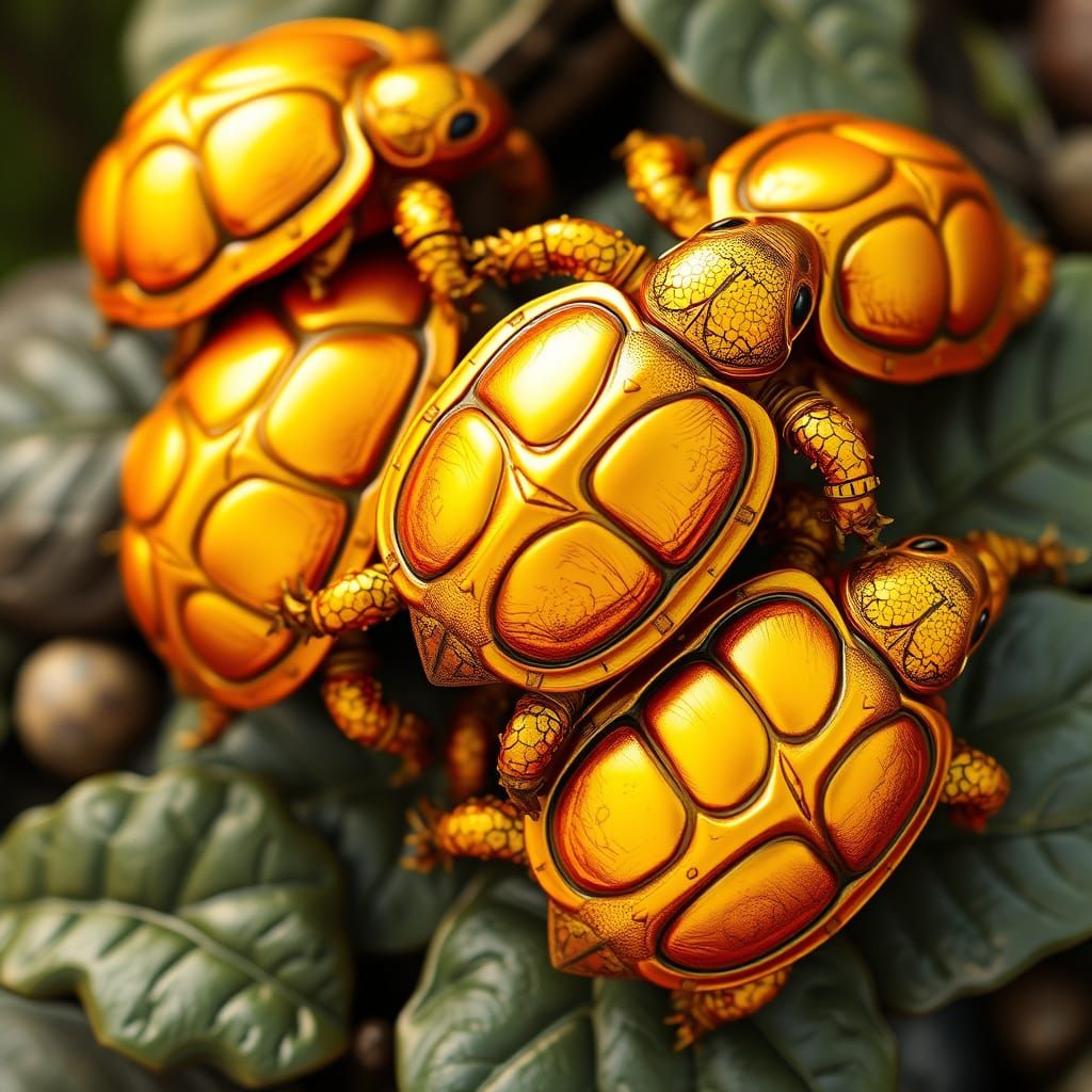Golden Tortoise Beetles in 3D Anime Style