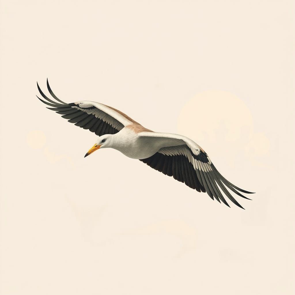 Bird in Flight with Delicate, Dreamy Style