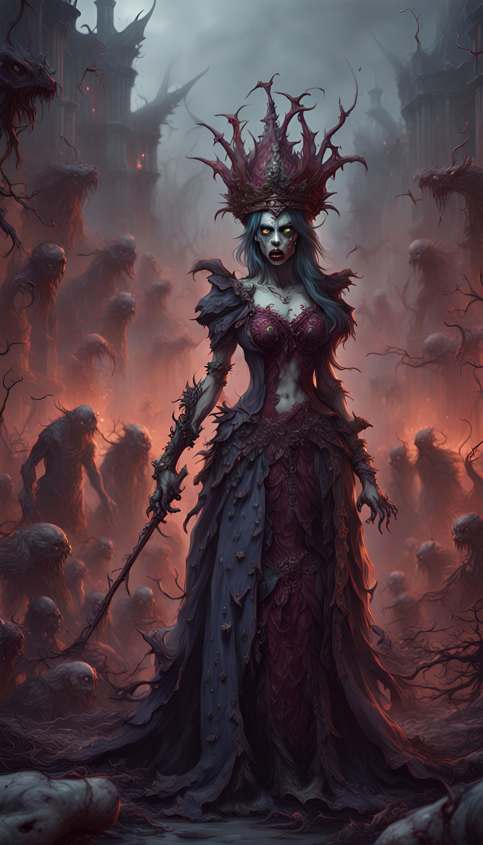 Zombie Plague Queen: Detailed Matte Painting