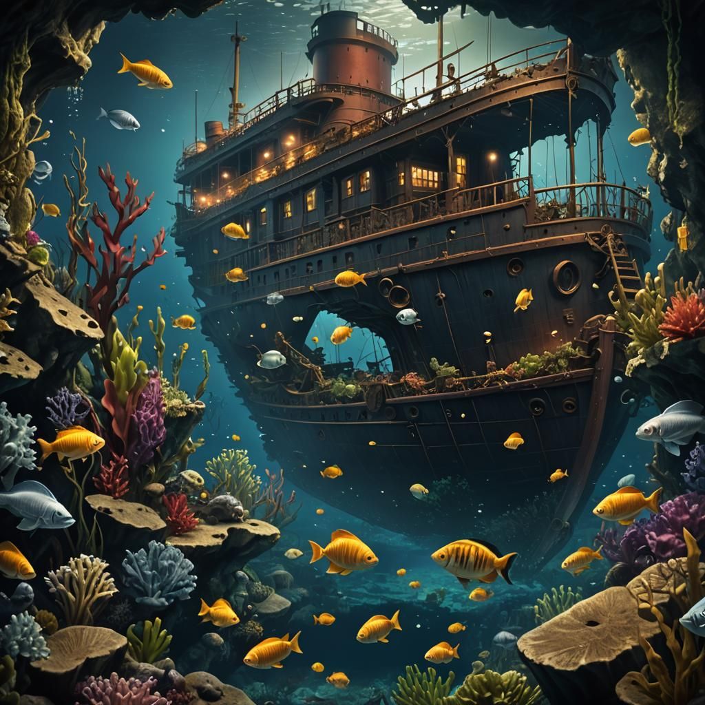 Sunken Titanic: Underwater Fantasy Concept Art