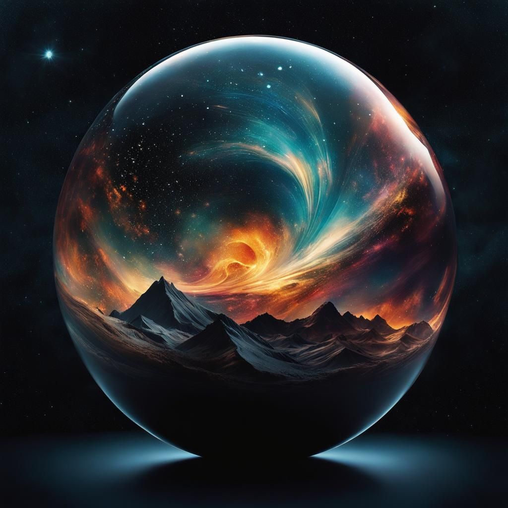 Translucent Sphere Containing the Universe: Collage Art