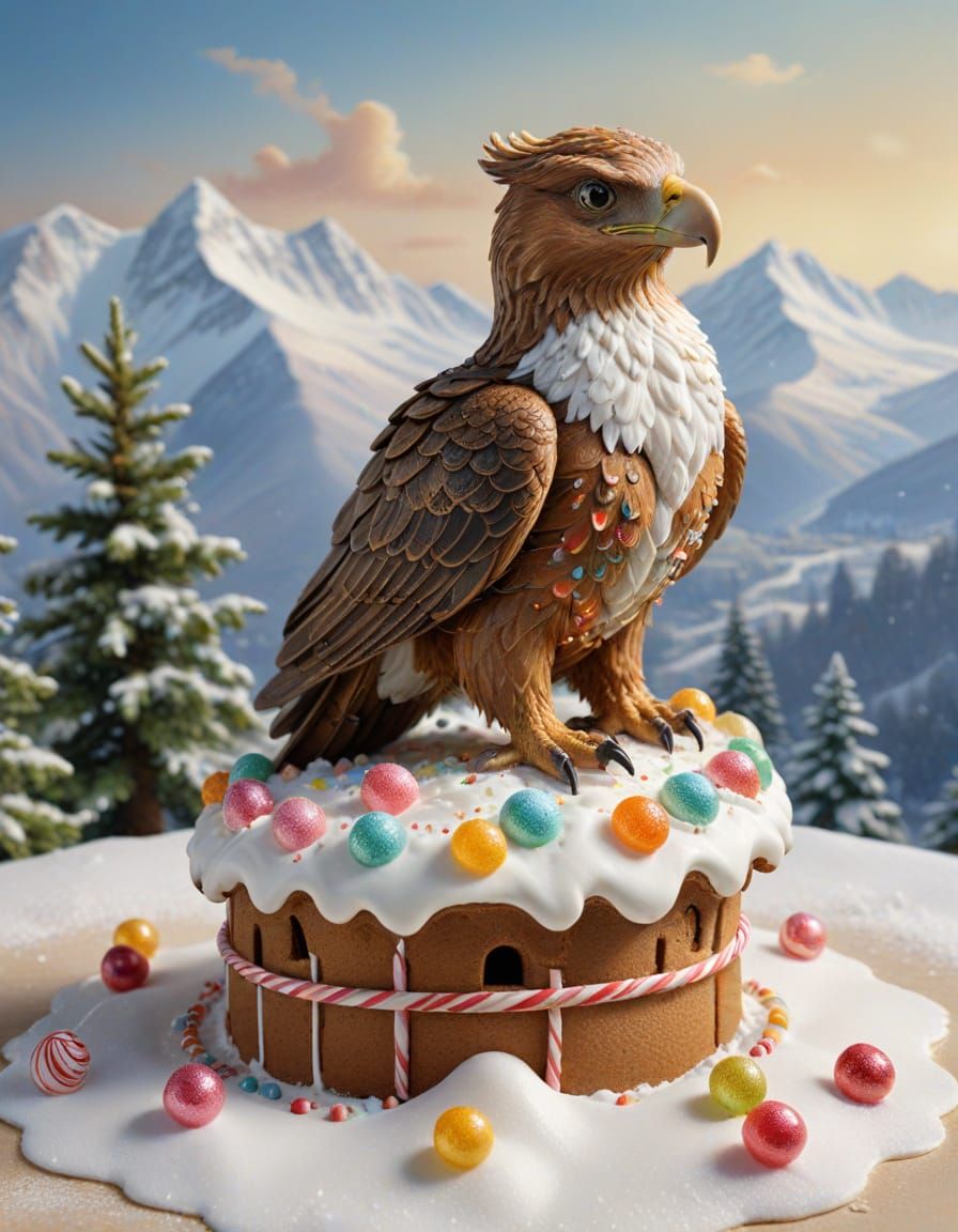 Gingerbread Eagle Guarding Candy Cane Fortress