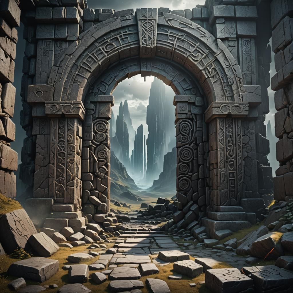 Mystical Rune Portal in Digital Matte Painting