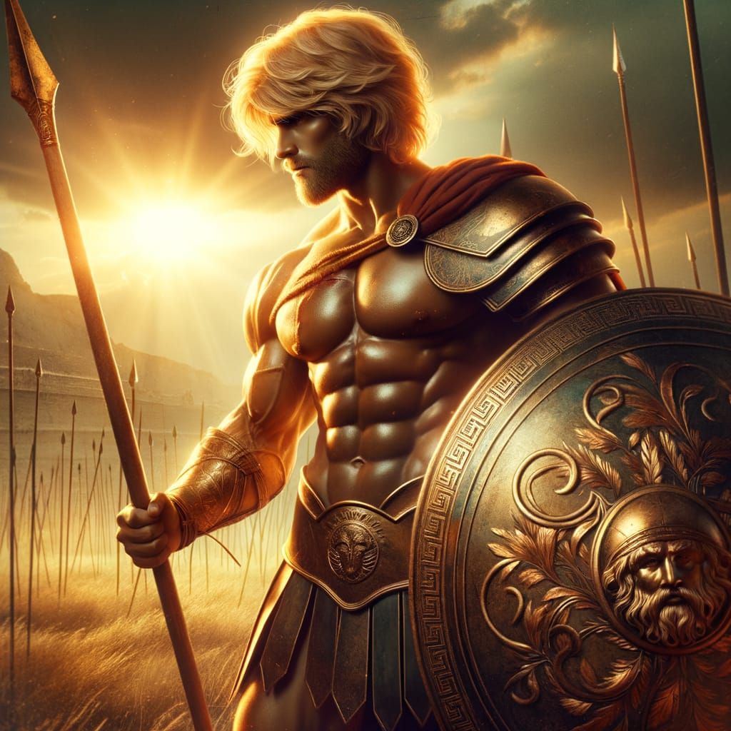 Achilles, the Legendary Greek Warrior in Bronze Armor