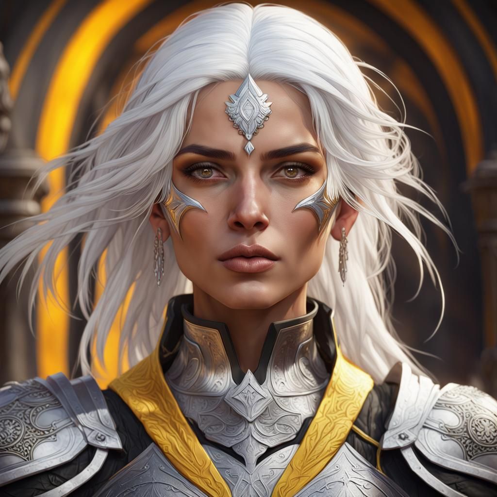 Armored Romani Woman Portrait in Art Nouveau Style