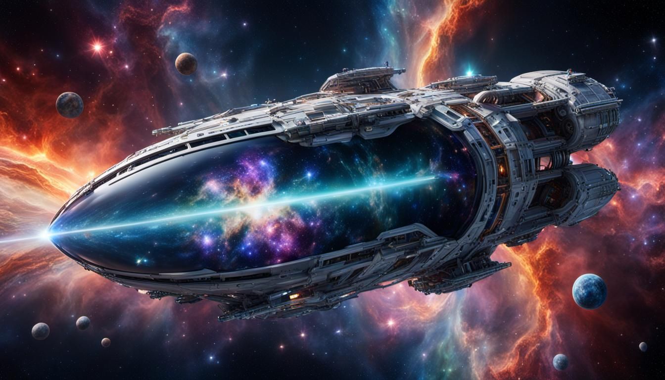 Agate Glass Spaceship in Nebula, Top View