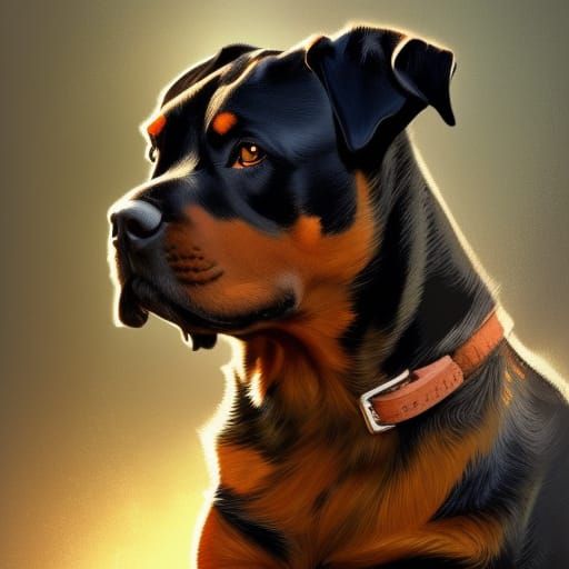 Hyperdetailed Rottweiler Portrait in Splash Art Style