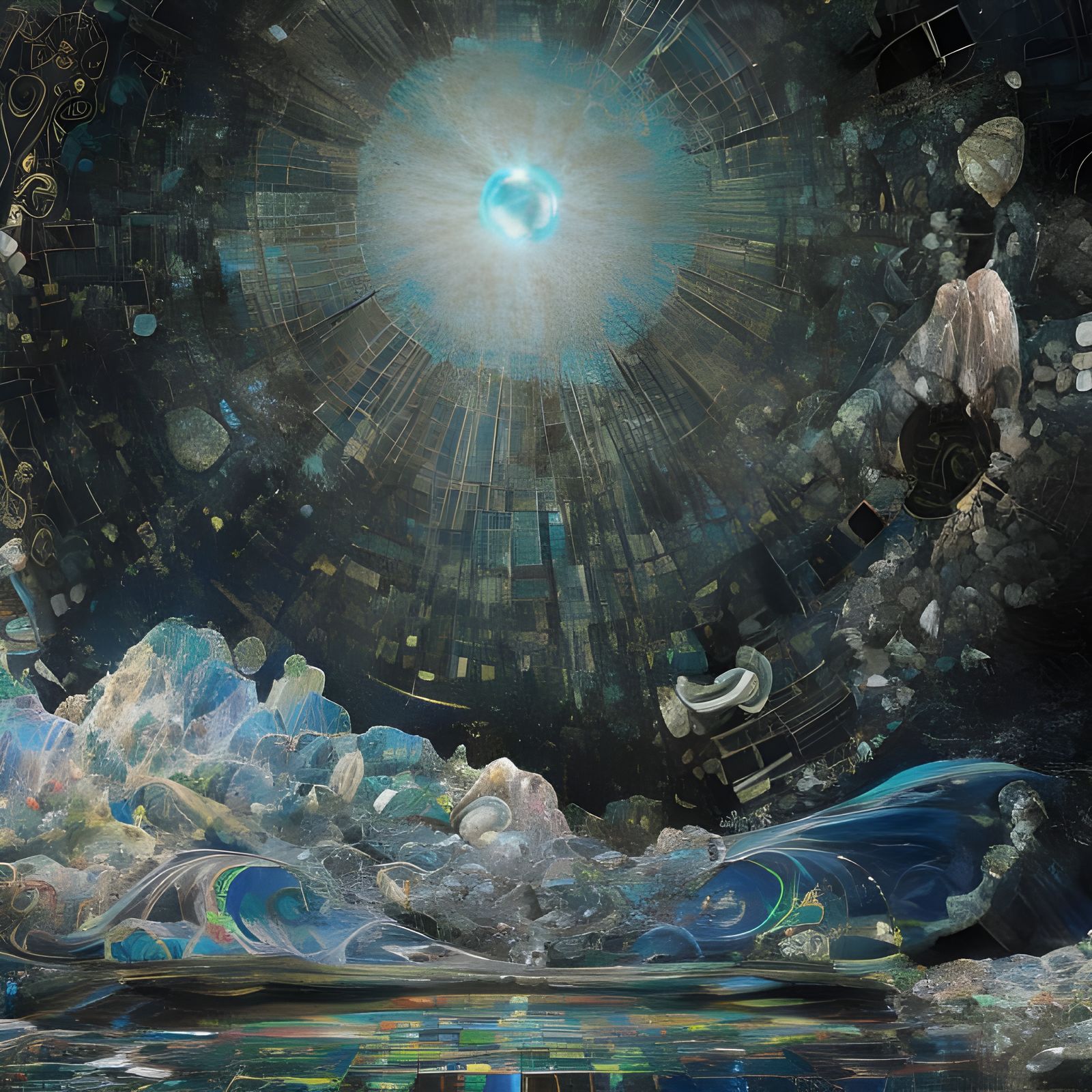 Surreal Sea Stone Inlay Saying Goodnight