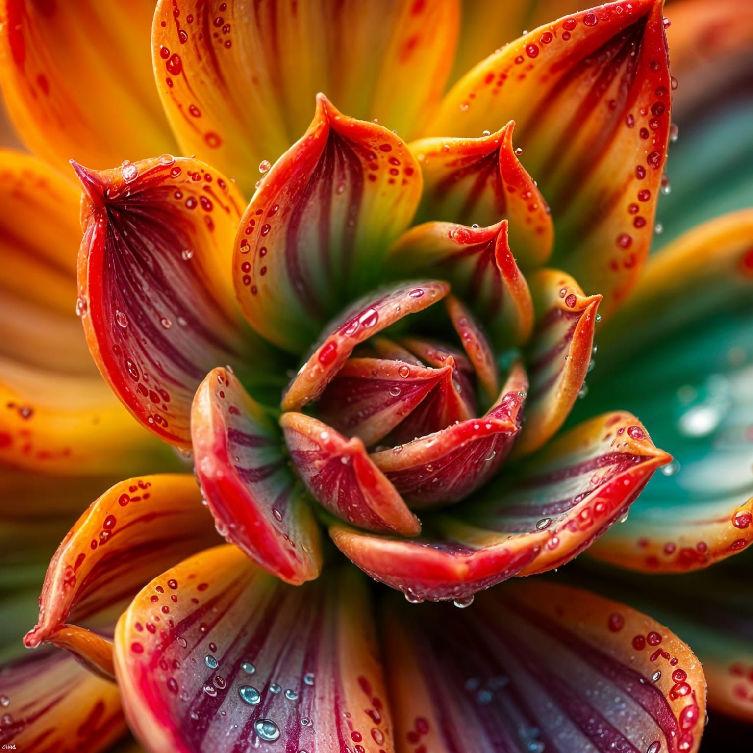 Vibrant Succulent Bloom in Microscopic Detail