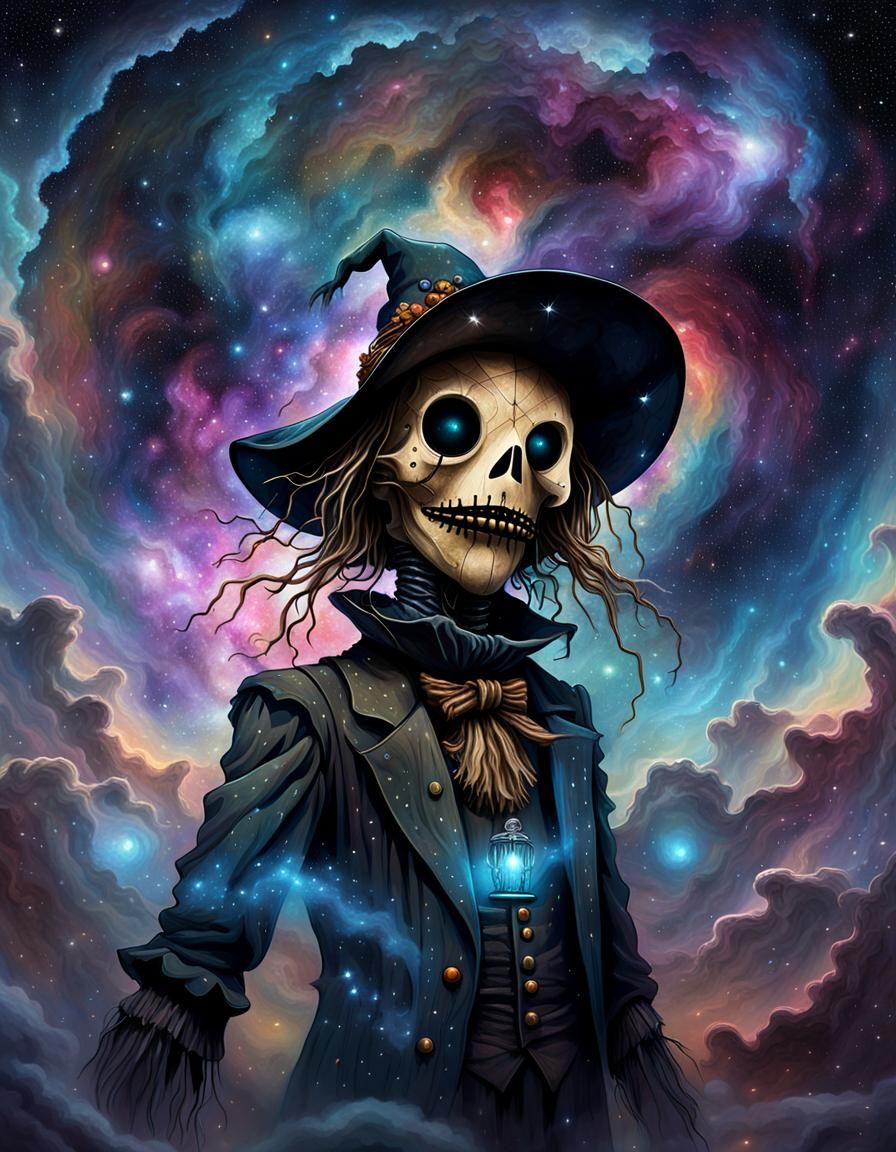 Scarecrow in Nebula: Surreal Digital Portrait