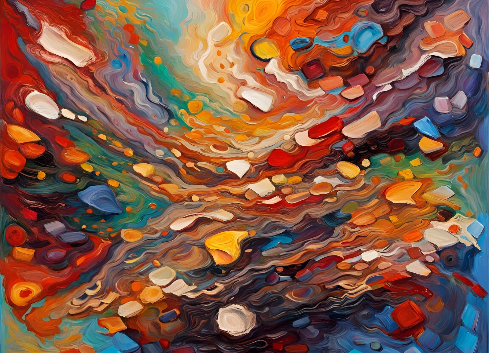 Abstract Impasto Oil Painting in Expressionist Style