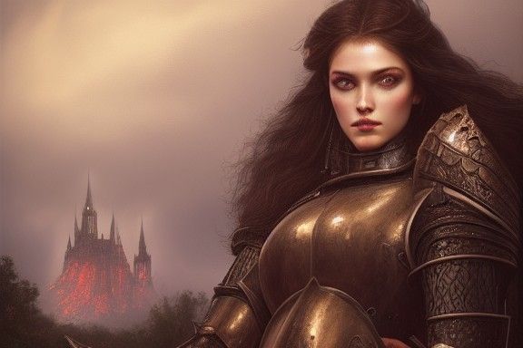 Sensual Knight in Burning Castle: Photorealistic Fantasy